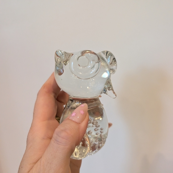 Clear Glass Owl Figurine Paperweight - Picture 2 of 9